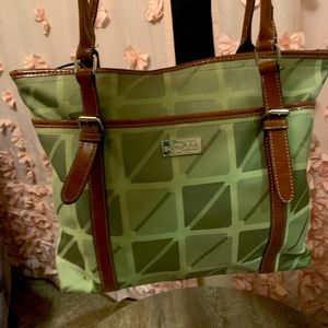 Nine & Co green and brown large bag purse